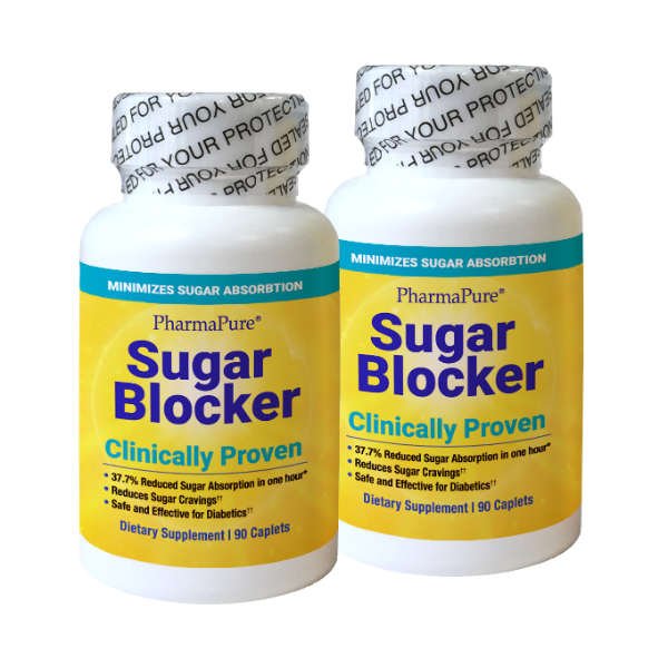 PharmaPure Sugar Blocker, 90 Count, 2 Pack, Front of Bottle, Sealed